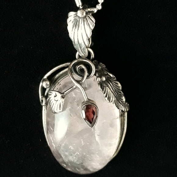 Natural Pink Quartz Sterling Silver Pendant - Picture 1 of 11